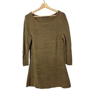 Peruvian Connection Brown Pima Cotton Long Sleeve Shift Dress M